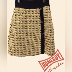 Maje Yellow and Black Mini Skirt